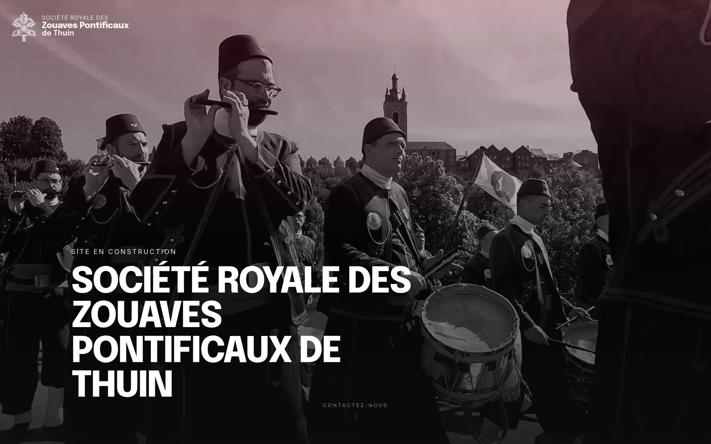 Page d'accueil du site des Zouaves Pontificaux de Thuin sur ordinateur